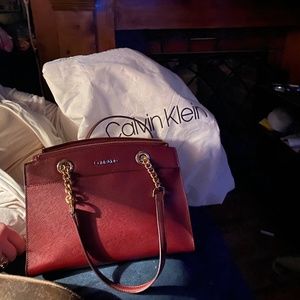 Calvin Klein burgundy purse